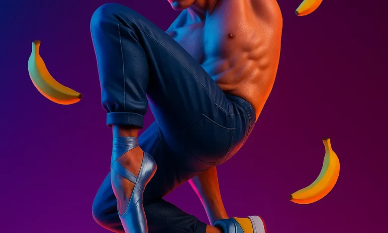 Банановый Брейк-Данс: история песни, где падение — это взлёт Танцор в пуанте и кроссовке исполняет банановый брейк-данс. Обложка к песне, где смешаны балет, хип-хоп и юмор.