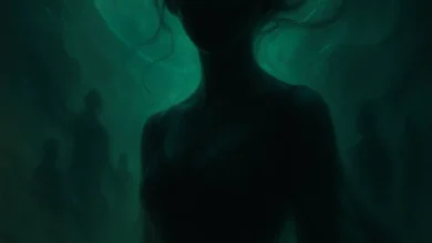 FEER: Погружение в гипнотическую бездну, где страх становится искушением Обложка сингла FEER: темная женская фигура со светящимися глазами на фоне зеленой луны. Мрачная иллюстрация в стиле darkwave.