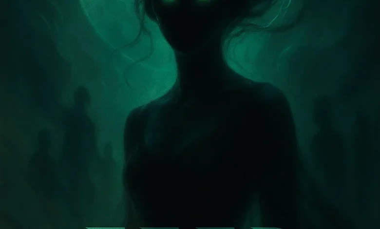 FEER: Погружение в гипнотическую бездну, где страх становится искушением Обложка сингла FEER: темная женская фигура со светящимися глазами на фоне зеленой луны. Мрачная иллюстрация в стиле darkwave.