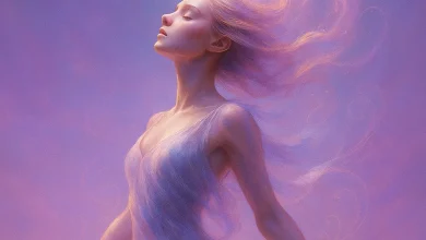 Где спит гравитация: Путешествие за пределы реальности Эфирная девушка в состоянии невесомости на фоне сиреневого неба. Арт к dream pop песне «Где спит гравитация».