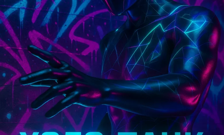 Холо-Панк: Как рождается саундтрек для цифрового бунта Обложка трека «Холо-Панк»: персонаж в футуристичном костюме на фоне неонового граффити в стилистике киберпанк.