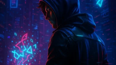 Holo-Punk!: Как рождался гимн неоновых бунтарей будущего Художник в капюшоне рисует неоновое голографическое граффити в киберпанк-городе. Арт к песне «Holo-Punk!».