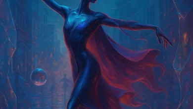 Эластичный Мир: Путешествие в сон, из которого не захочется возвращаться Официальная обложка песни «Эластичный Мир». Сюрреалистичная гуманоидная фигура в балетной позе в мире в стиле арт-поп и глитч.