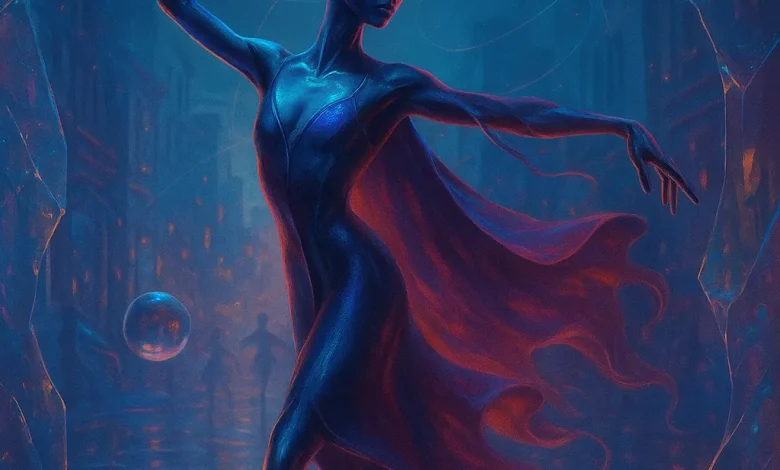 Эластичный Мир: Путешествие в сон, из которого не захочется возвращаться Официальная обложка песни «Эластичный Мир». Сюрреалистичная гуманоидная фигура в балетной позе в мире в стиле арт-поп и глитч.