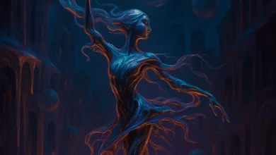 Эластичный Мир: песня, после которой вы усомнитесь в реальности Обложка песни «Эластичный Мир» в стиле сюрреализма. Эфирная танцовщица в искажённой, сновидческой реальности. Ethereal Art Pop.