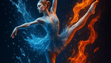 Лёд и Пламя: Музыкальная история о внутреннем взрыве, рожденном из тишины Балерина в танце между льдом и пламенем. Визуальное воплощение песни «Лёд и Пламя» о внутренней борьбе и трансформации.