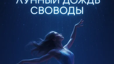 Лунный Дождь Свободы: Саундтрек вашего внутреннего освобождения Официальная обложка сингла «Лунный Дождь Свободы». Девушка в развивающемся платье танцует под полной луной, олицетворяя свободу.