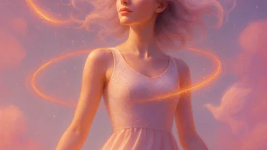 Магия Снов: саундтрек к вашим самым светлым мечтам Девушка в розовом платье с закрытыми глазами парит в пастельных облаках. Обложка песни «Магия Снов» в жанре дрим-поп.