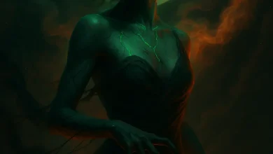 Мой Страх, Моя Тень: История песни, рождённой из трёх бессонных ночей Обложка песни «Мой Страх, Моя Тень» в стиле дарк-поп: загадочная женщина с гипнотическими зелёными глазами на фоне луны.