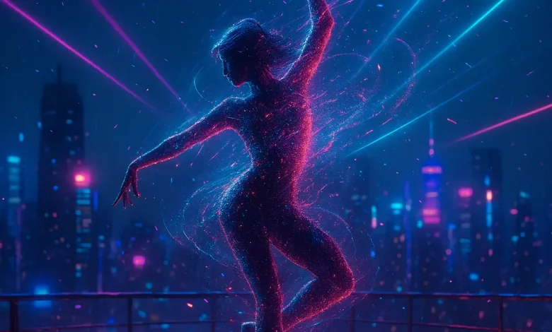 Неоновый Транс: история песни, рожденной на вершине ночного мегаполиса Обложка трека «Неоновый Транс»: девушка танцует на крыше ночного города под неоновыми лучами. Энергичный электро-поп.