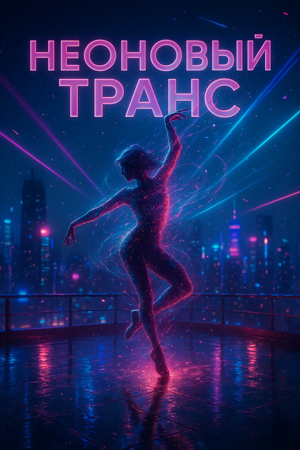 Неоновый Транс: история песни, рожденной на вершине ночного мегаполиса Обложка трека «Неоновый Транс»: девушка танцует на крыше ночного города под неоновыми лучами. Энергичный электро-поп.
