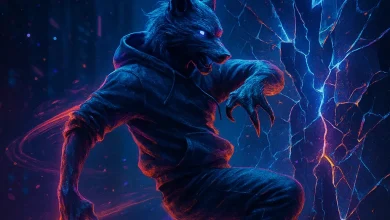 Разрыв Четвёртой Стены: Как уличный кот и танец стали гимном освобождения Арт к песне «Разрыв Четвертой Стены»: антропоморфный волк в неоновом стиле ломает стеклянную стену.