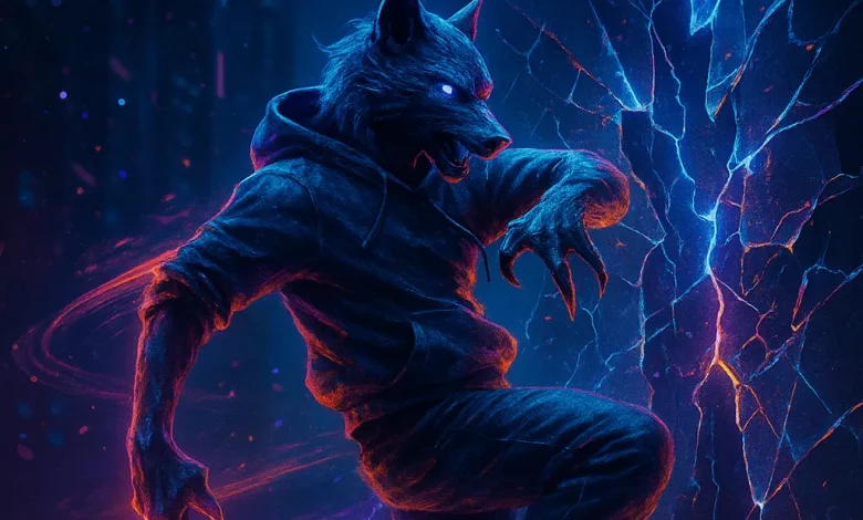 Разрыв Четвёртой Стены: Как уличный кот и танец стали гимном освобождения Арт к песне «Разрыв Четвертой Стены»: антропоморфный волк в неоновом стиле ломает стеклянную стену.