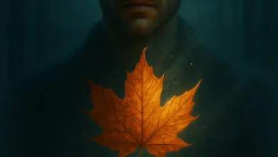 Музыкальная интерпретация «печального очарования вещей»: история трека «Шепот Листьев» Атмосферная обложка сингла «Шепот Листьев»: мужчина в глубоком созерцании и светящийся осенний кленовый лист на темном фоне.