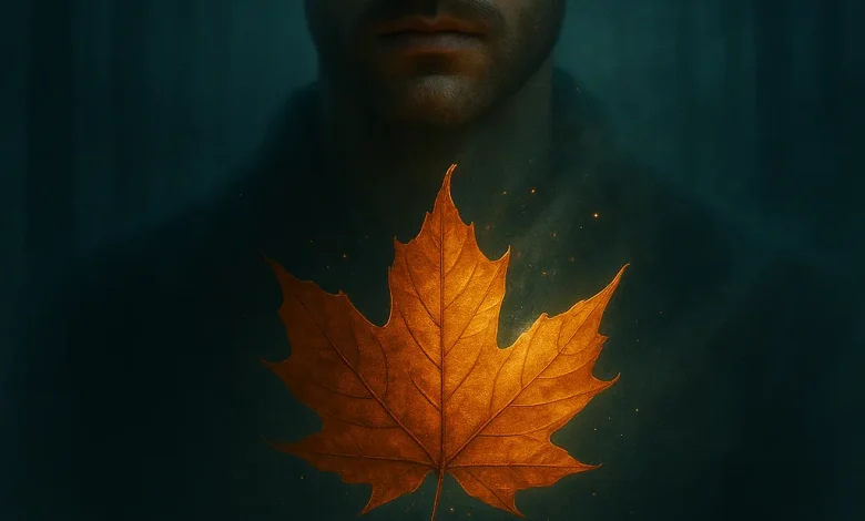 Музыкальная интерпретация «печального очарования вещей»: история трека «Шепот Листьев» Атмосферная обложка сингла «Шепот Листьев»: мужчина в глубоком созерцании и светящийся осенний кленовый лист на темном фоне.