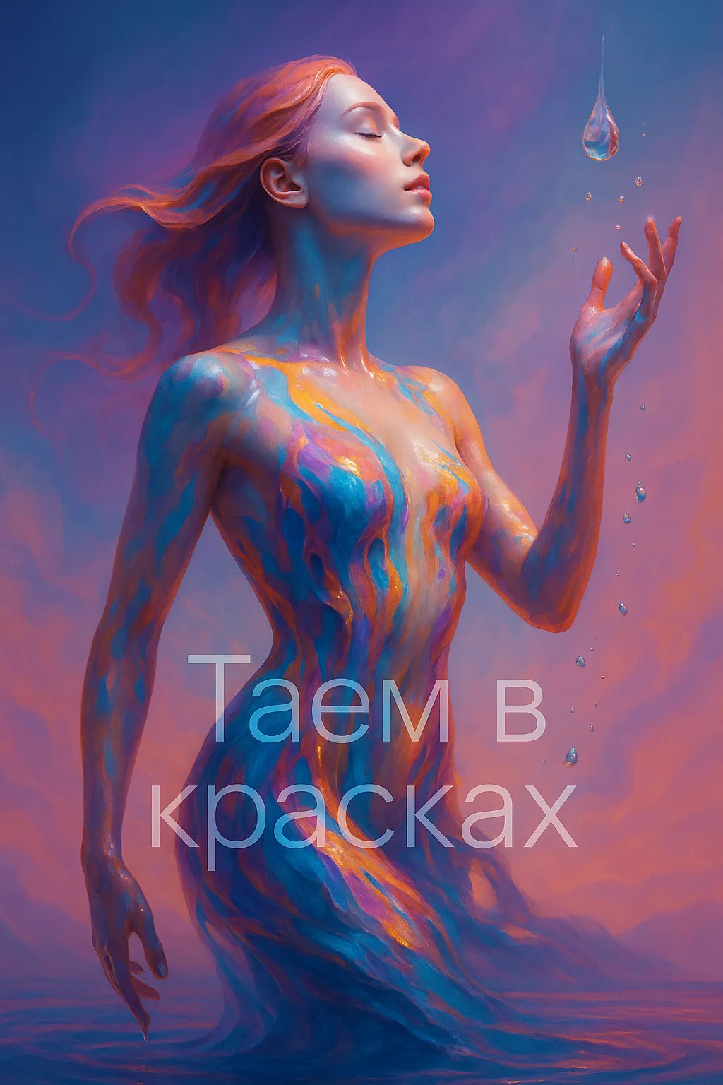 Таем в Красках: Как сюрреалистичный сон о жидких красках превратился в музыку Обложка к песне «Таем в Красках». Сюрреалистичный арт: девушка, состоящая из жидких синих и оранжевых красок, на фоне заката.