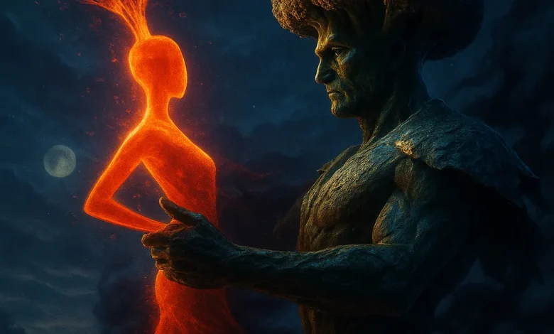 Танго теней моркови: история песни, рожденной из цифрового искажения Арт-обложка к песне «Танго теней моркови». Брокколи-воин в зловещем танце держит огненную фигуру в виде моркови.