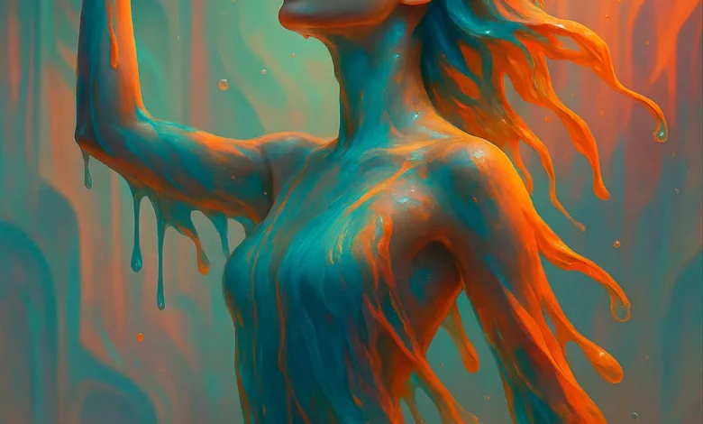 В Цветах Растаем: История песни, рождённой на границе сна и яви Девушка, растворяющаяся в потоках жидкой краски. Обложка к песне «В Цветах Растаем» в жанре дрим-поп и эмбиент.