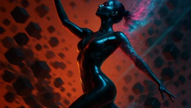 Вихрь Кубов: Текст песни и история о том, как сломать свою цифровую клетку Обложка трека «Вихрь Кубов»: девушка в танце освобождается от летящих кубов. Энергичная электро-поп и киберпанк эстетика.