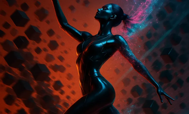 Вихрь Кубов: Текст песни и история о том, как сломать свою цифровую клетку Обложка трека «Вихрь Кубов»: девушка в танце освобождается от летящих кубов. Энергичная электро-поп и киберпанк эстетика.