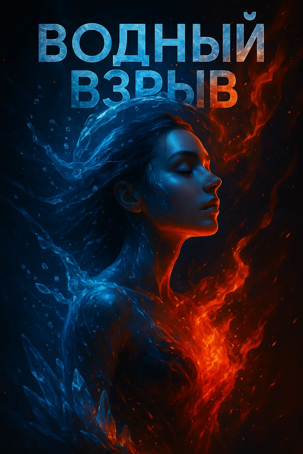 Водный взрыв: история песни о внутренней силе и свете, рождённом из звука Обложка песни «Водный взрыв»: девушка как метафора единства льда и пламени, символизирующая cinematic pop и dark electro.