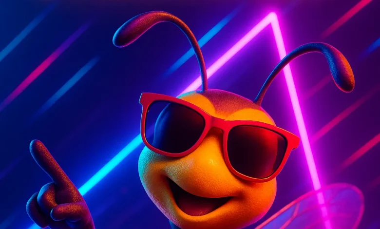 Зажигай!: история песни о пчеле в красных очках и неоновой эйфории Обложка к песне «Зажигай!» от orDor: весёлая пчела в красных очках на фоне неоновых треугольников и дыма.