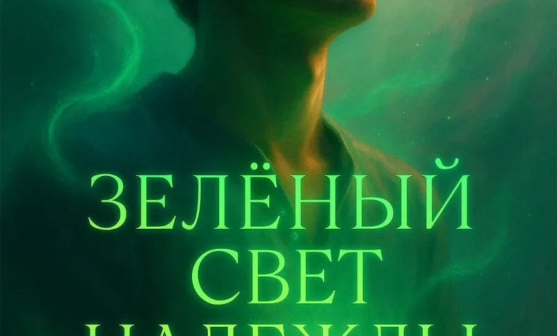 Зеленый Свет Надежды: Музыка для тех, кто ищет выход из тумана Обложка песни «Зеленый Свет Надежды». Мужчина в потоке зеленого света и маленький росток символизируют музыку и трансформацию.