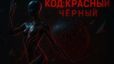 КОД: КРАСНЫЙ / ЧЁРНЫЙ: как цифровой сбой стал танцевальным гимном Официальная обложка трека «КОД: КРАСНЫЙ / ЧЁРНЫЙ». Чёрная кибер-фигура в танце на фоне сферы с красными неоновыми линиями.