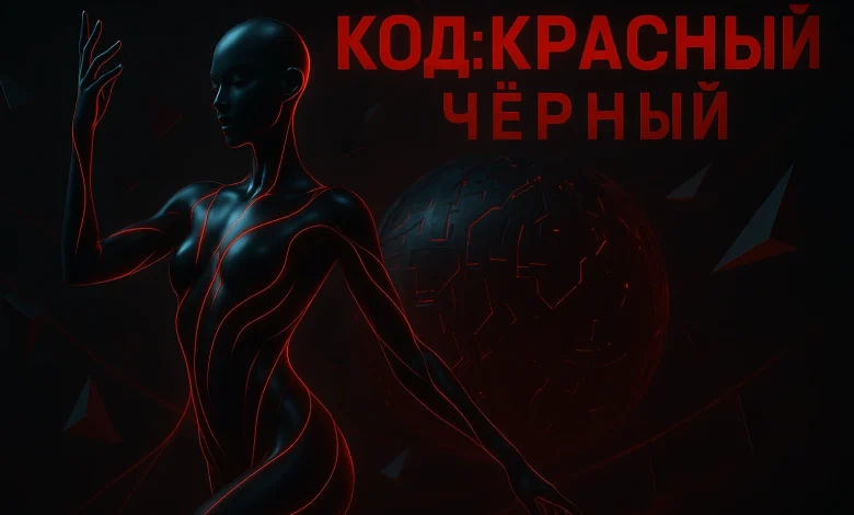 КОД: КРАСНЫЙ / ЧЁРНЫЙ: как цифровой сбой стал танцевальным гимном Официальная обложка трека «КОД: КРАСНЫЙ / ЧЁРНЫЙ». Чёрная кибер-фигура в танце на фоне сферы с красными неоновыми линиями.