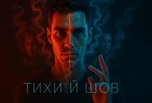 Тихий Шов: Музыка из сна о комнате, разделенной надвое Официальная обложка трека «Тихий Шов». Портрет мужчины, лицо которого разделено пополам на красную и синюю стороны, отражает внутренний конфликт.